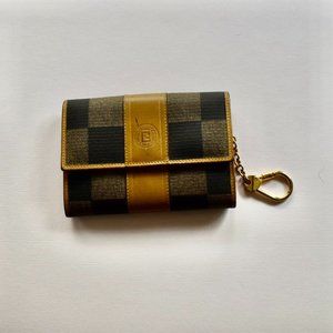 FENDI Vintage Check Print Keychain Change Purse